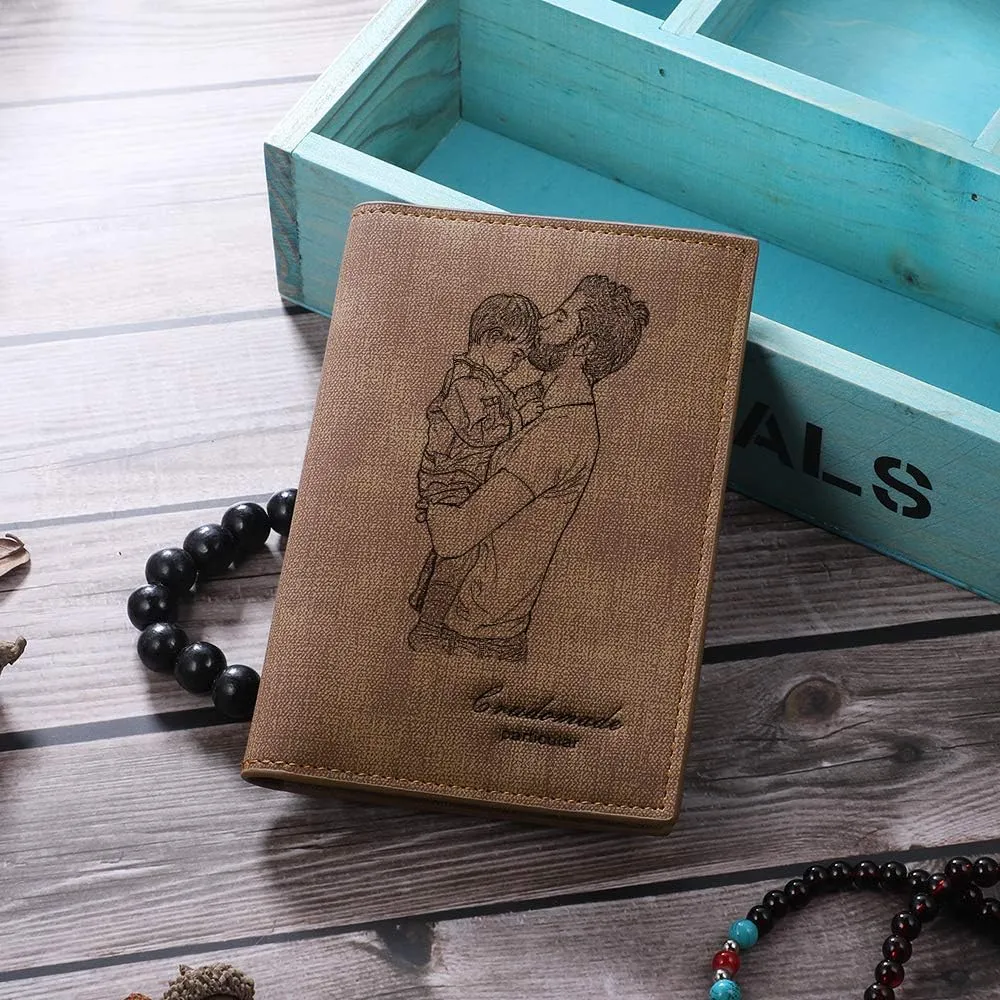Personalized Engraved Wallet, Custom Photo Wallets for Men, Engraved Customized Leather Wallet for Men, Dad, Son, BF