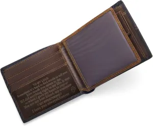 Personalized Engraved Wallet for Boyfriend Husband from Wife Girlfriend - Slim RFID Blocking Leather Wallet for Valentines Day Birthday Christmas Anniversary - Love Message Minimalist Bifold Purse