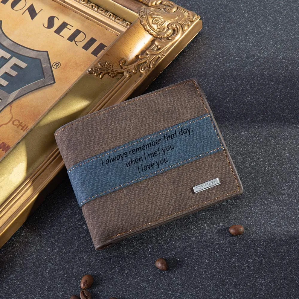 Personalized Engraved Wallets for Men, Custom Name Wallet PU Leather Bifold Wallet for Men,Husband,Dad,Son, Personalized Gifts