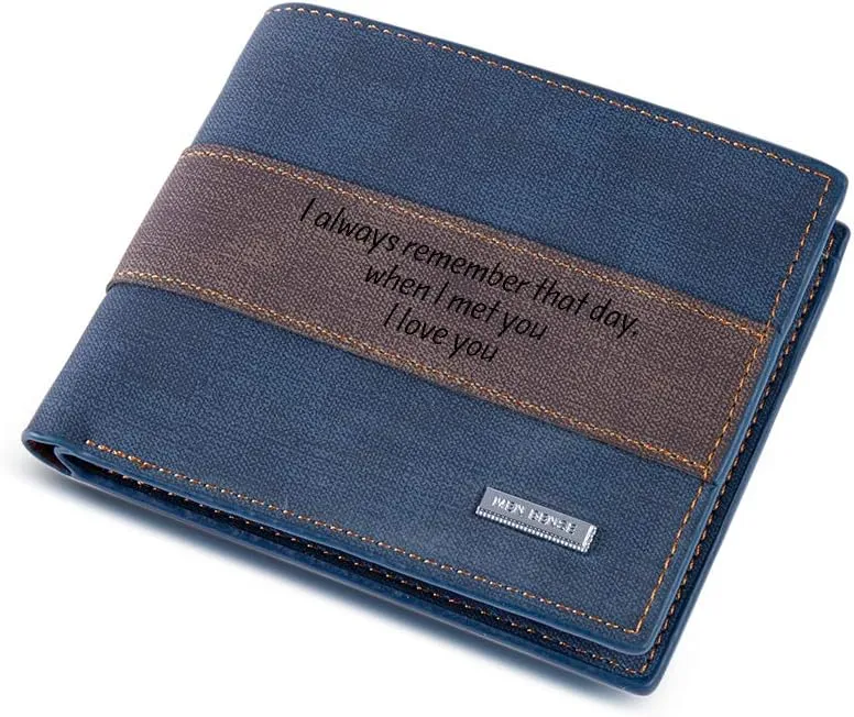 Personalized Engraved Wallets for Men, Custom Name Wallet PU Leather Bifold Wallet for Men,Husband,Dad,Son, Personalized Gifts