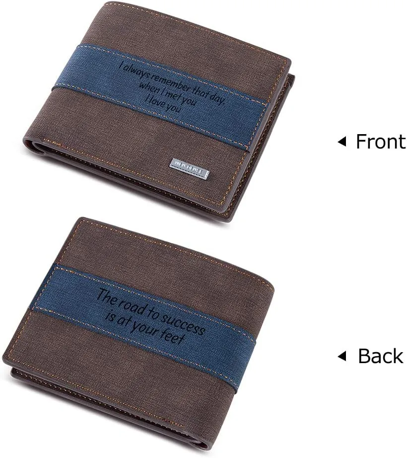 Personalized Engraved Wallets for Men, Custom Name Wallet PU Leather Bifold Wallet for Men,Husband,Dad,Son, Personalized Gifts