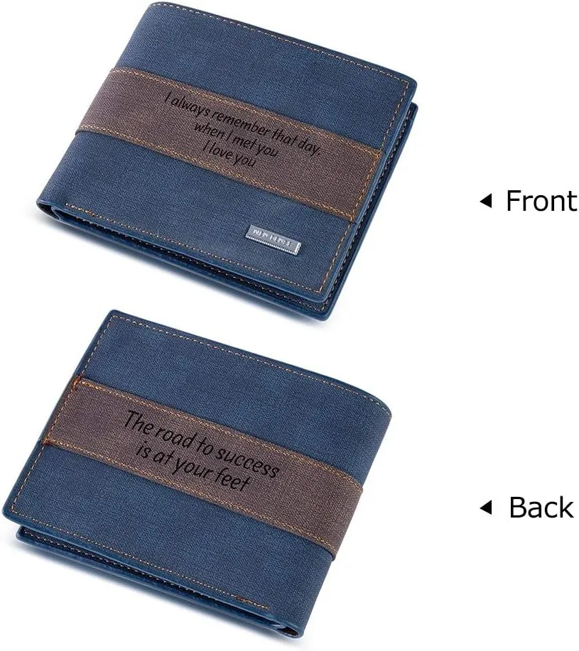 Personalized Engraved Wallets for Men, Custom Name Wallet PU Leather Bifold Wallet for Men,Husband,Dad,Son, Personalized Gifts