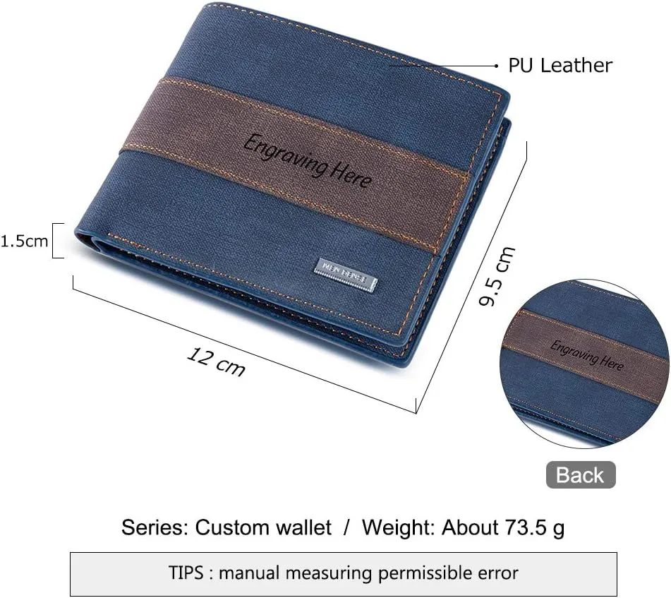 Personalized Engraved Wallets for Men, Custom Name Wallet PU Leather Bifold Wallet for Men,Husband,Dad,Son, Personalized Gifts