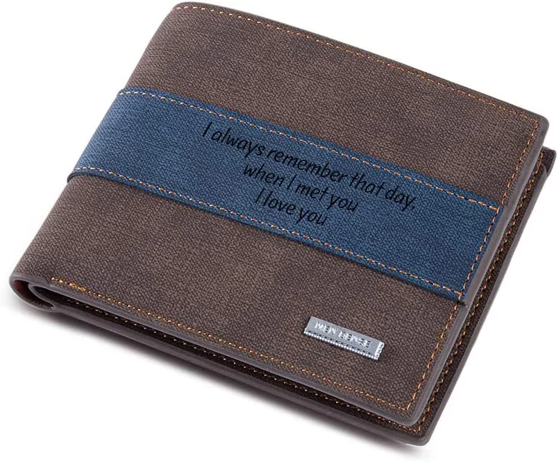 Personalized Engraved Wallets for Men, Custom Name Wallet PU Leather Bifold Wallet for Men,Husband,Dad,Son, Personalized Gifts