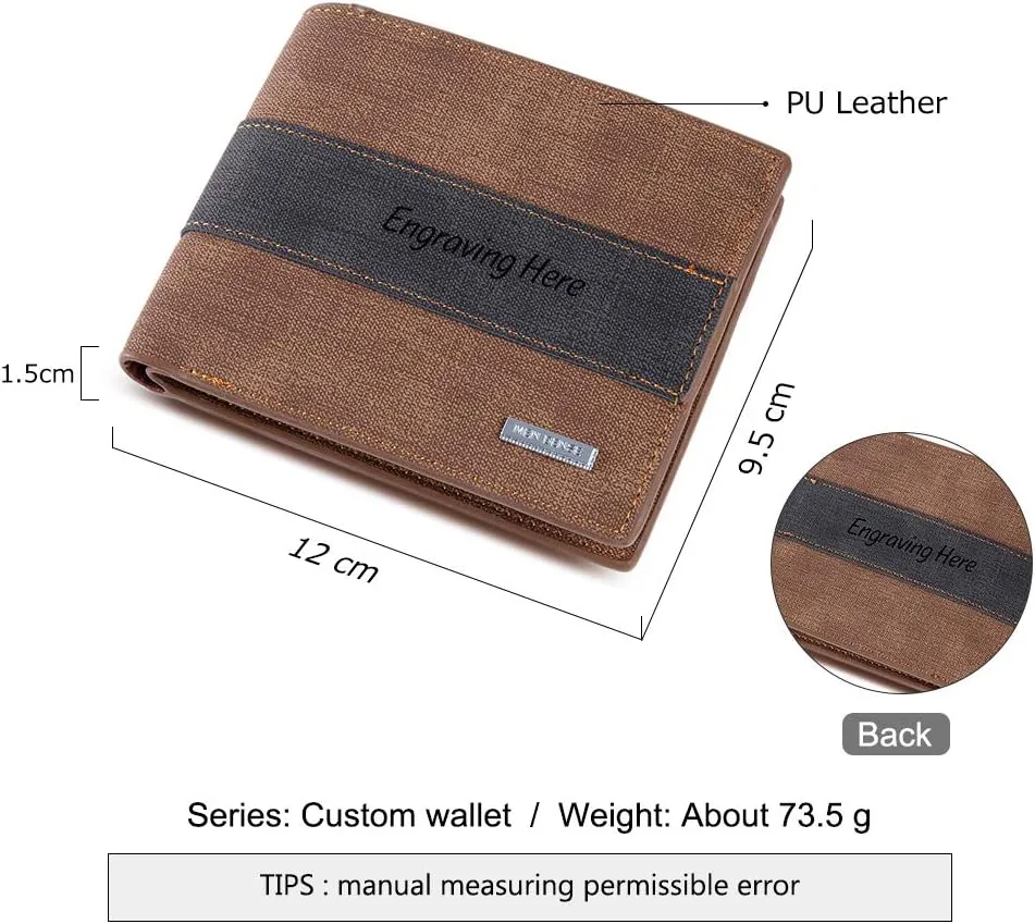 Personalized Engraved Wallets for Men, Custom Name Wallet PU Leather Bifold Wallet for Men,Husband,Dad,Son, Personalized Gifts