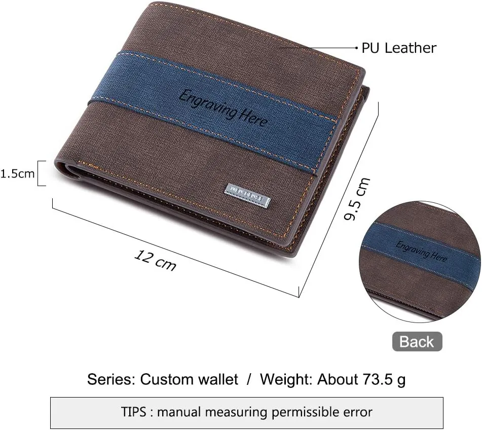 Personalized Engraved Wallets for Men, Custom Name Wallet PU Leather Bifold Wallet for Men,Husband,Dad,Son, Personalized Gifts