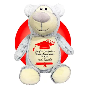 Personalized Graduation Gift - Graduation 17" Grey Teddy Bear with Name - Add Name, School and Date - High School Graduation Gift for Kids - Preschool and Kindergarten Graduation Gifts