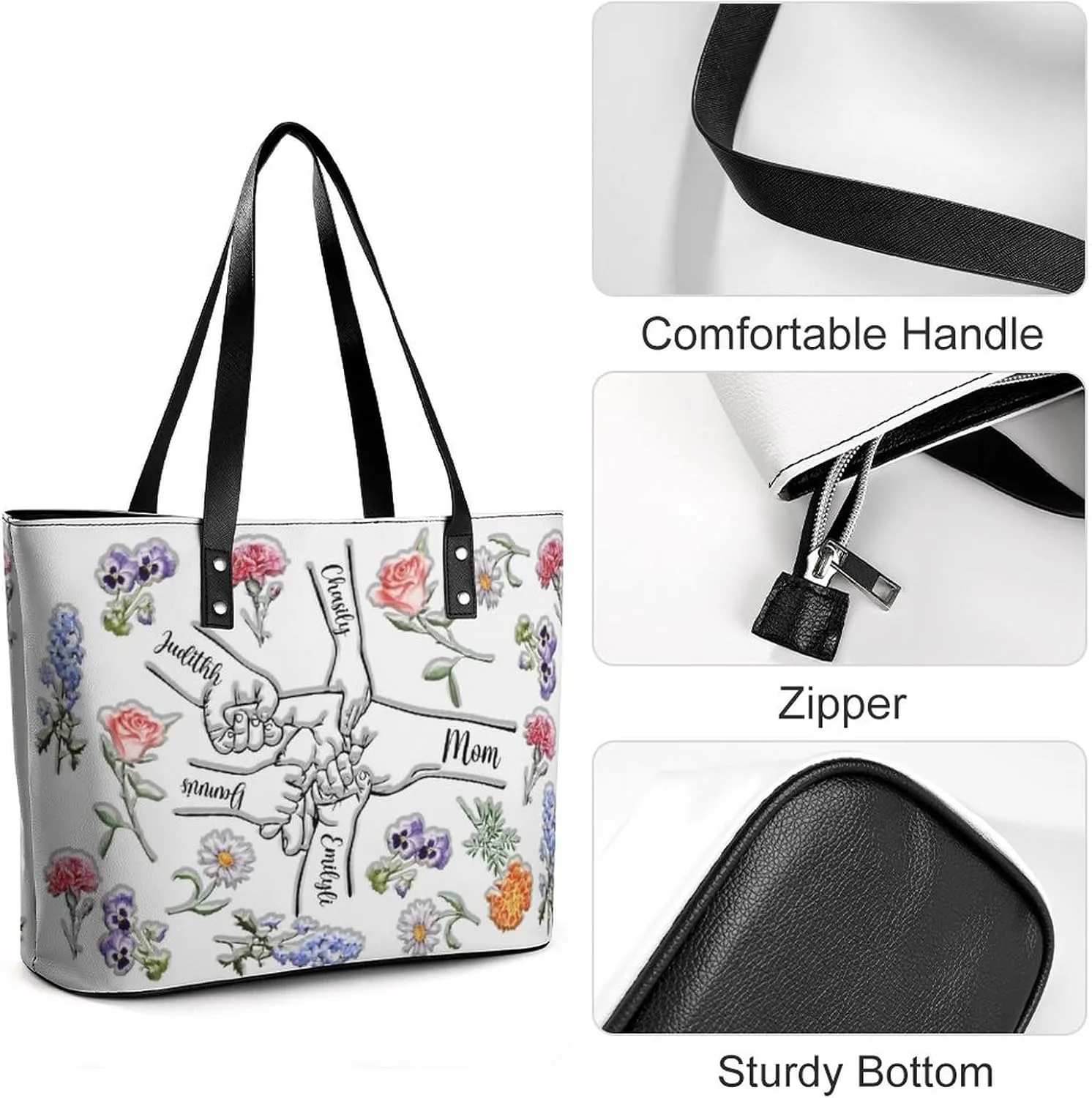 Personalized Grandma Name Single Shoulder Bag Custom 1-15 Name Mom Grandmother Leather Handbag Loving Gifts For Her