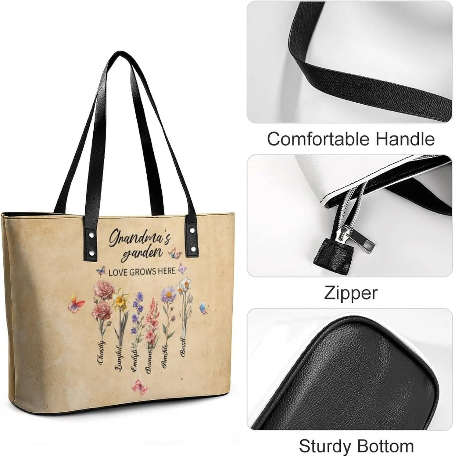 Personalized Grandma Name Single Shoulder Bag Custom 1-15 Name Mom Grandmother Leather Handbag Loving Gifts For Her