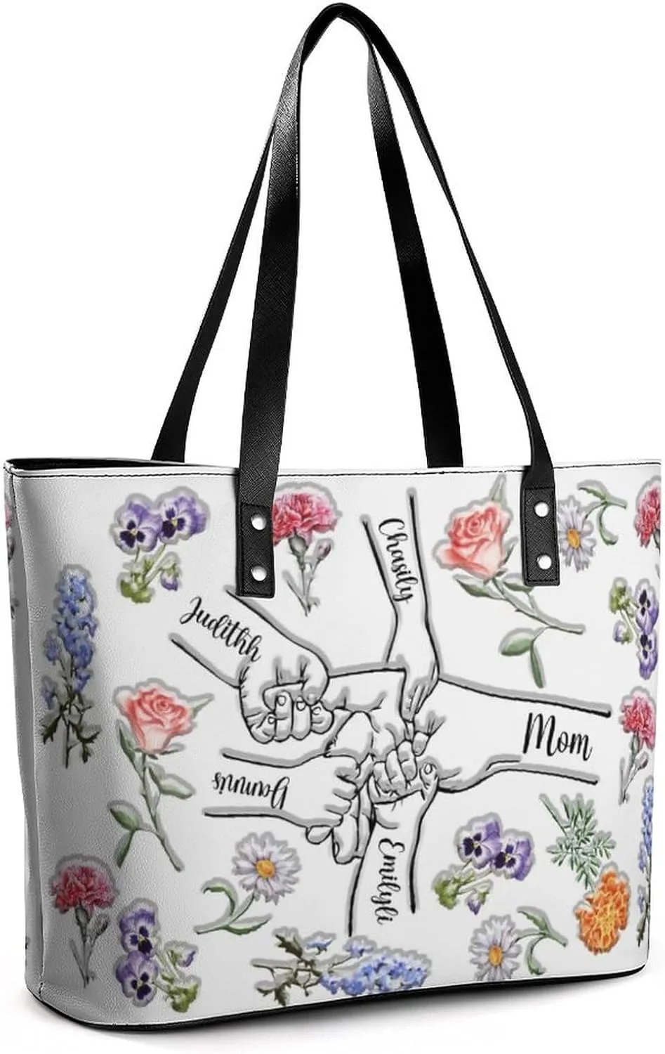 Personalized Grandma Name Single Shoulder Bag Custom 1-15 Name Mom Grandmother Leather Handbag Loving Gifts For Her