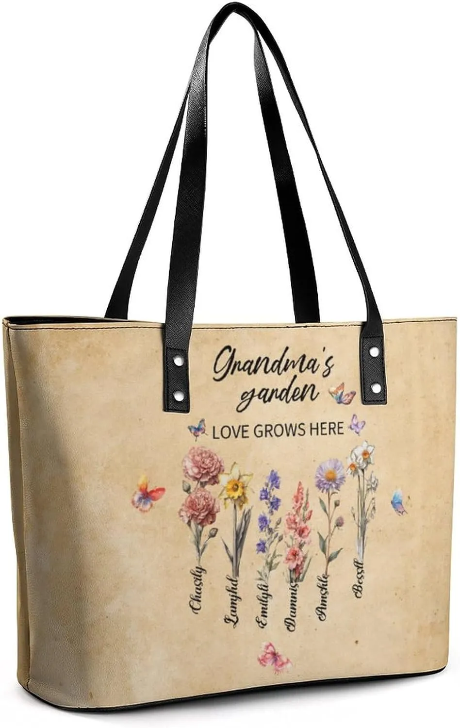 Personalized Grandma Name Single Shoulder Bag Custom 1-15 Name Mom Grandmother Leather Handbag Loving Gifts For Her