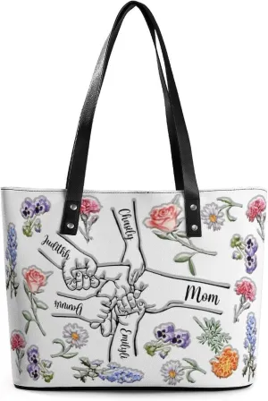 Personalized Grandma Name Single Shoulder Bag Custom 1-15 Name Mom Grandmother Leather Handbag Loving Gifts For Her