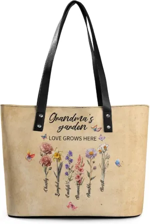 Personalized Grandma Name Single Shoulder Bag Custom 1-15 Name Mom Grandmother Leather Handbag Loving Gifts For Her