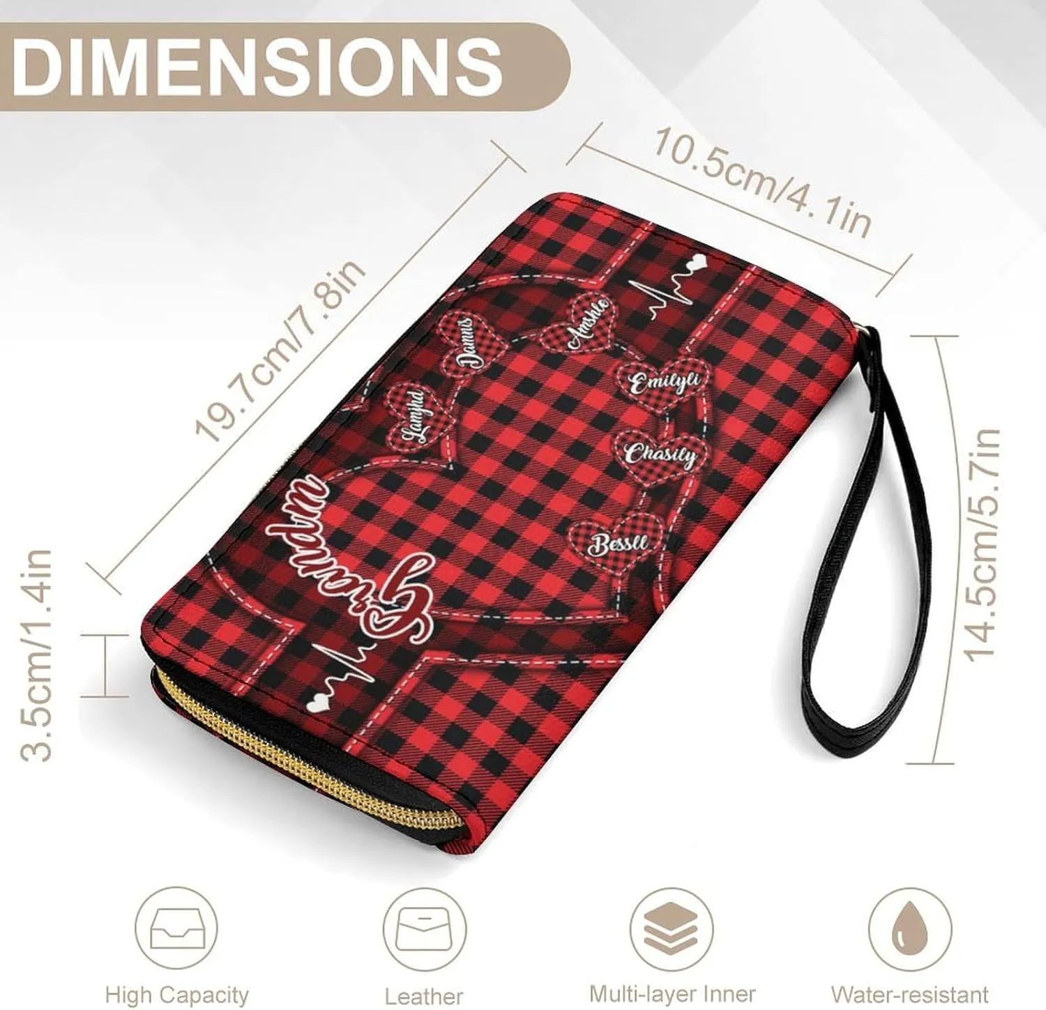 Personalized Grandma's Little Sweethearts Wallet - Custom 1-15 Name Leather Long Wallet - Loving Gift For Mother, Mom - Birthday, Christmas, Mothers Day (style 11)
