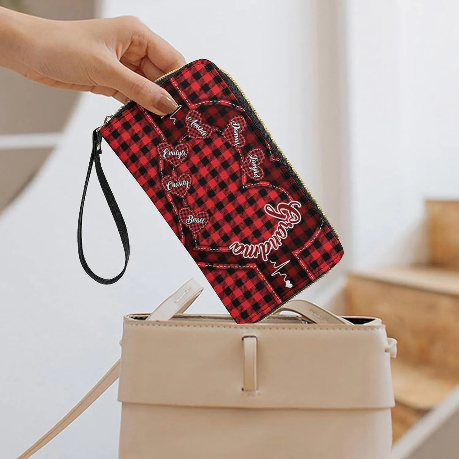 Personalized Grandma's Little Sweethearts Wallet - Custom 1-15 Name Leather Long Wallet - Loving Gift For Mother, Mom - Birthday, Christmas, Mothers Day (style 11)