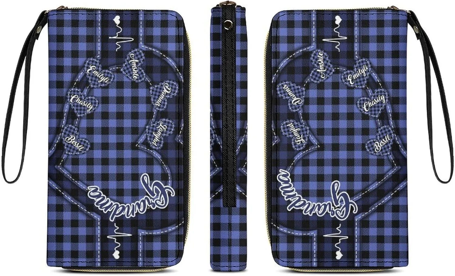 Personalized Grandma's Little Sweethearts Wallet - Custom 1-15 Name Leather Long Wallet - Loving Gift For Mother, Mom - Birthday, Christmas, Mothers Day (Style 13)