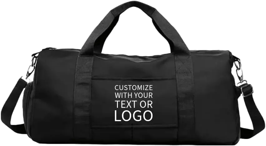 Personalized Gym Bag - Custom Duffle Bag for Men and Women (Black with your text and logo)