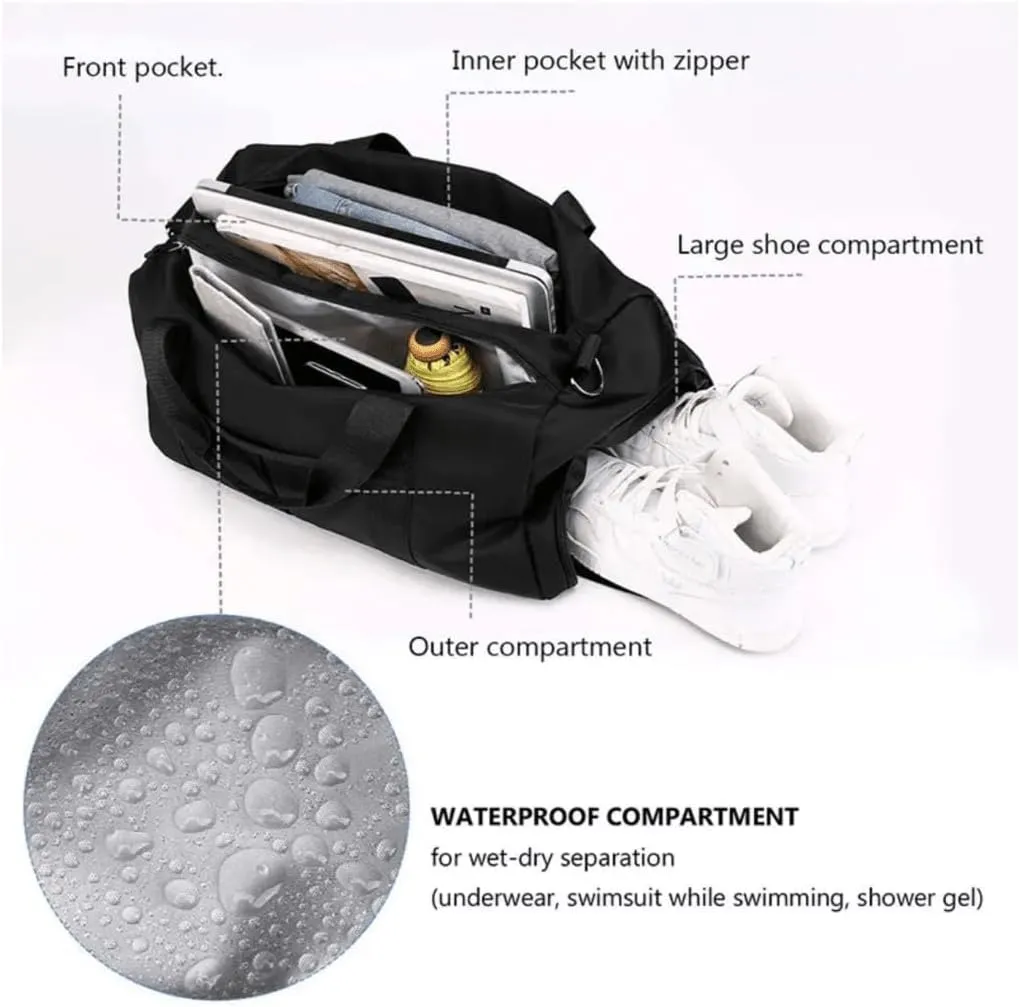 Personalized Gym Bag - Custom Duffle Bag for Men and Women (Black with your text and logo)