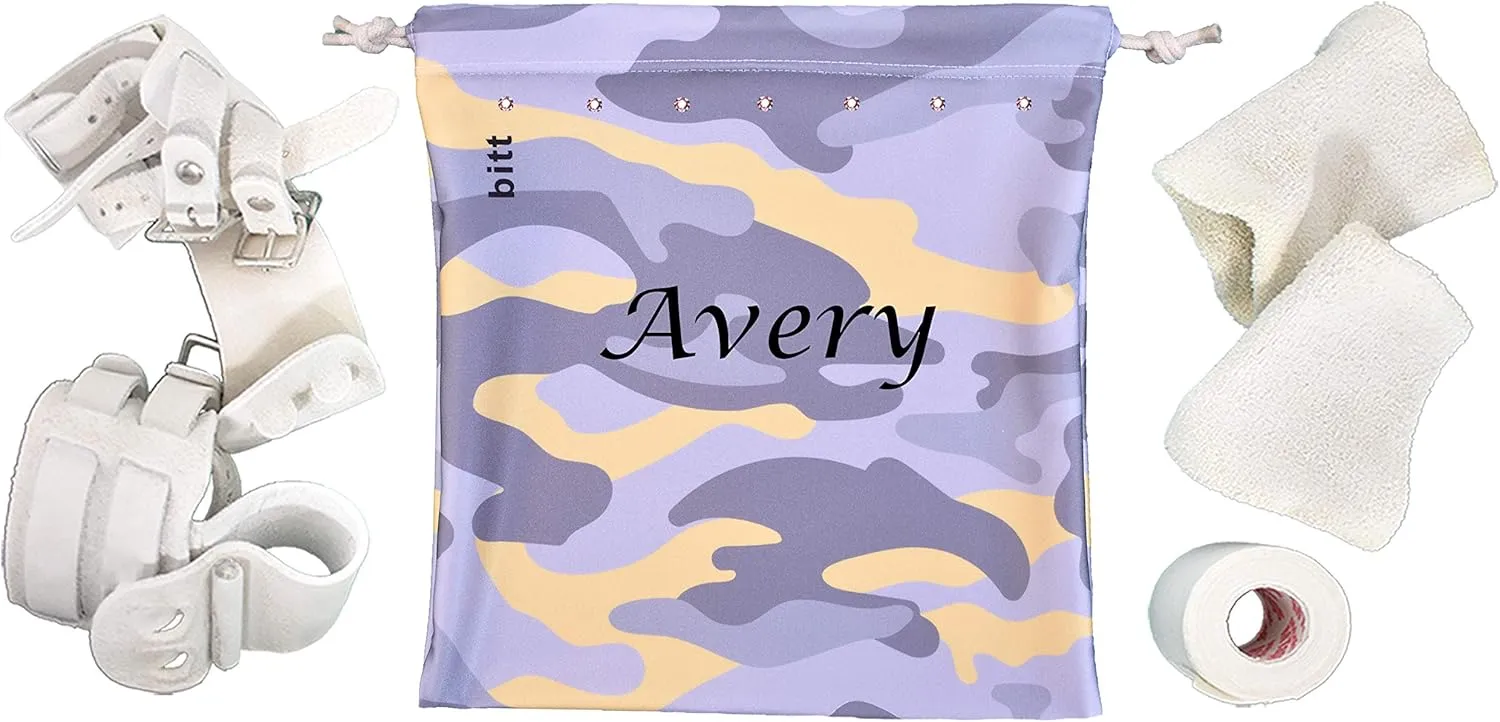 Personalized Gymnastics Grip Bag, Camouflage Drawstring Bag for Girls Boys (Yellow Camo)