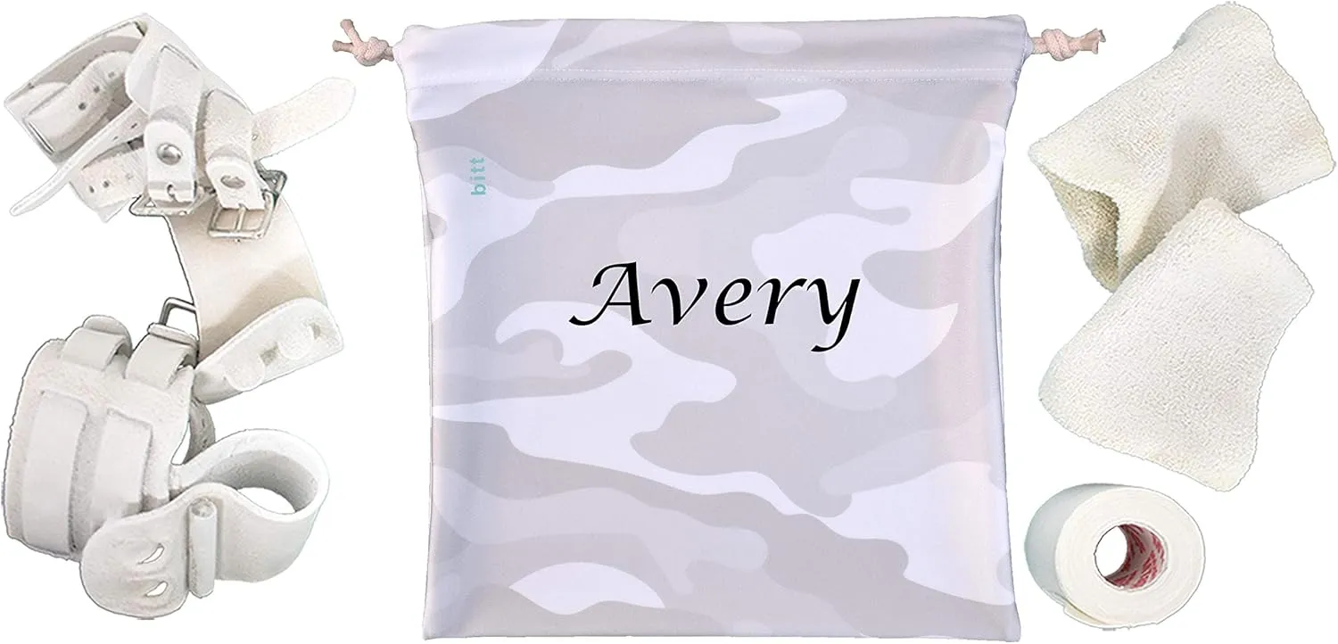 Personalized Gymnastics Grip Bag, Camouflage for Girls Boys (Silver White Camo)