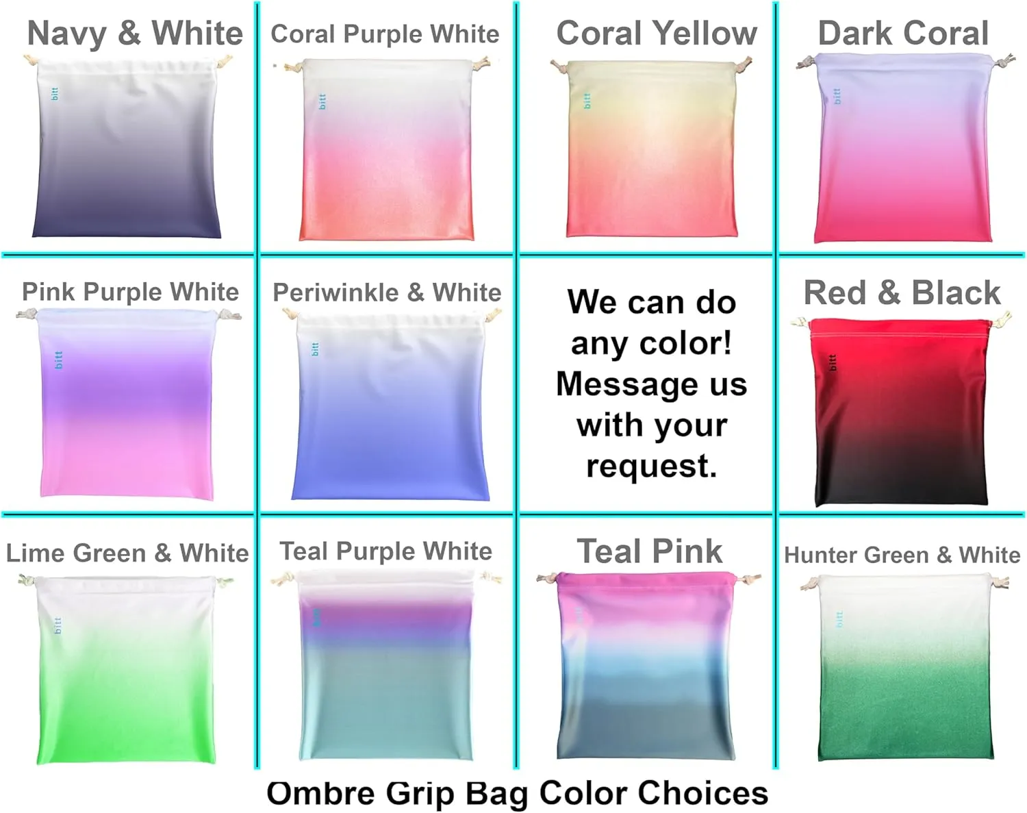 Personalized Gymnastics Grip Bag with Gymnast on Bars in Ombre Colors - Customized Bag with Crystals Option Drawstring Bag