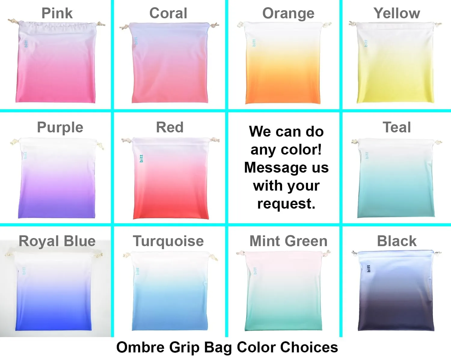 Personalized Gymnastics Grip Bag with Gymnast on Bars in Ombre Colors - Customized Bag with Crystals Option Drawstring Bag