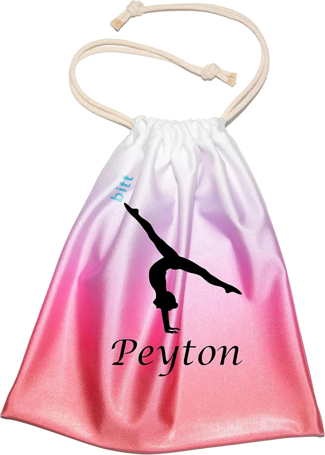 Personalized Gymnastics Grip Bag with Split Handstand in Ombre Colors - Customized Bag with Crystals Option