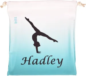 Personalized Gymnastics Grip Bag with Split Handstand in Ombre Colors - Customized Bag with Crystals Option