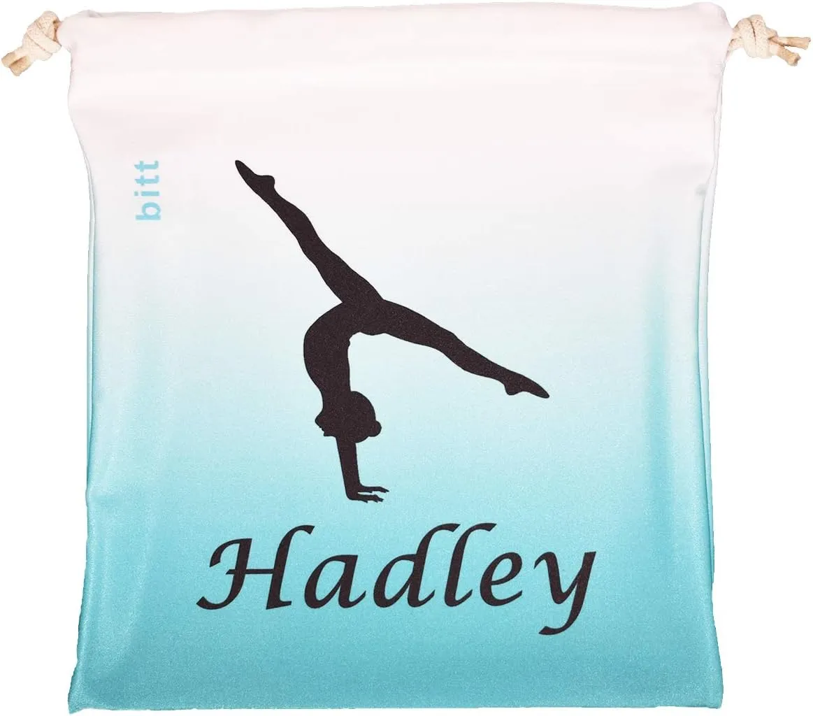 Personalized Gymnastics Grip Bag with Split Handstand in Ombre Colors - Customized Bag with Crystals Option