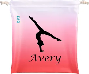 Personalized Gymnastics Grip Bag with Split Handstand in Ombre Colors - Customized Bag with Crystals Option