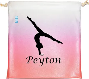 Personalized Gymnastics Grip Bag with Split Handstand in Ombre Colors - Customized Bag with Crystals Option