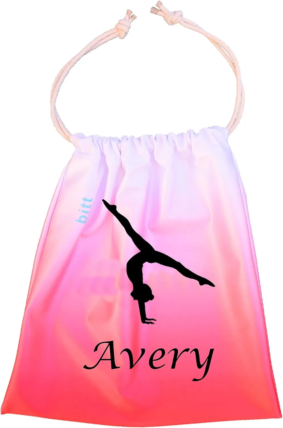 Personalized Gymnastics Grip Bag with Split Handstand in Ombre Colors - Customized Bag with Crystals Option