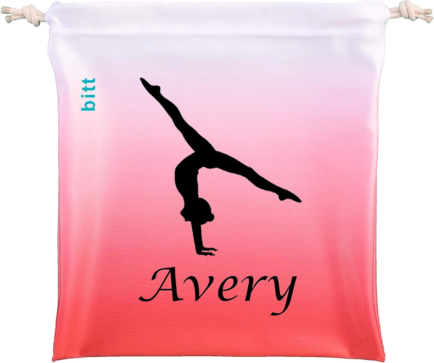 Personalized Gymnastics Grip Bag with Split Handstand in Ombre Colors - Customized Bag with Crystals Option
