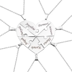 Personalized Heart Puzzle Necklace Custom Name Necklace Heart Shape Necklace for Love Best Friends Family Personalized 2-12 Names Necklace Mother's Day Birthday Gifts