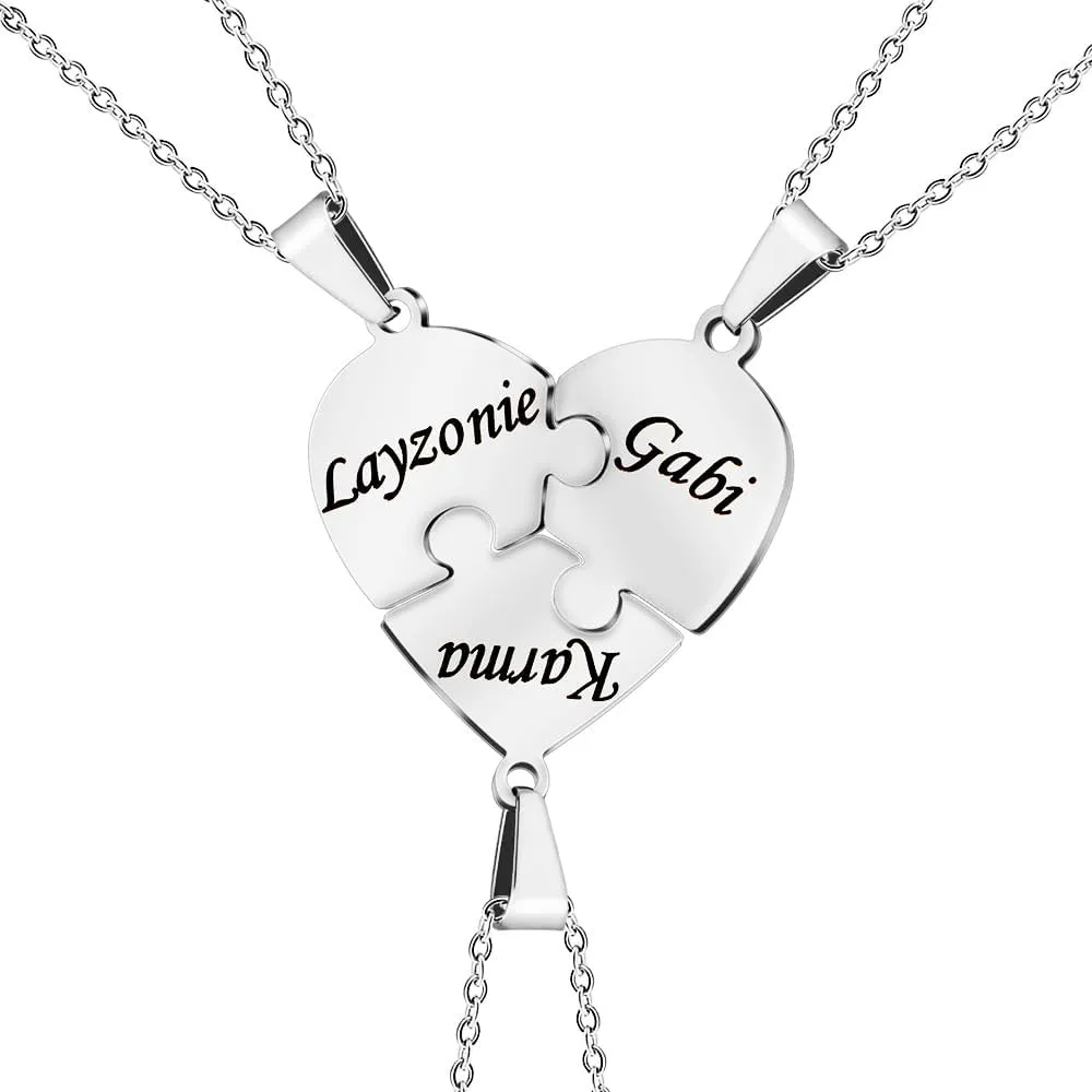 Personalized Heart Puzzle Necklace Custom Name Necklace Heart Shape Necklace for Love Best Friends Family Personalized 2-12 Names Necklace Mother's Day Birthday Gifts