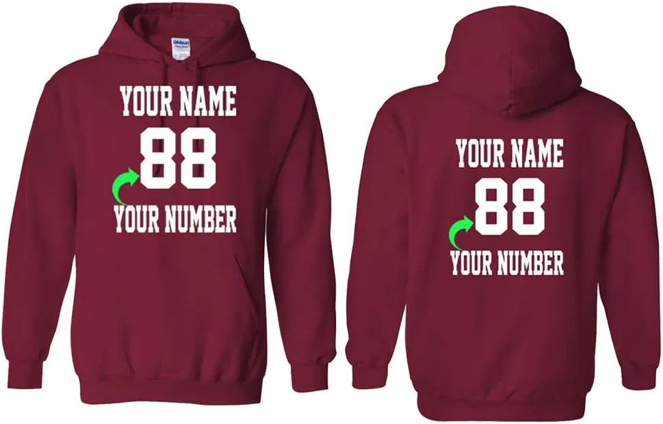 Personalized Hoodie with Custom Name and Number Unique Stylish Team Sports Gift