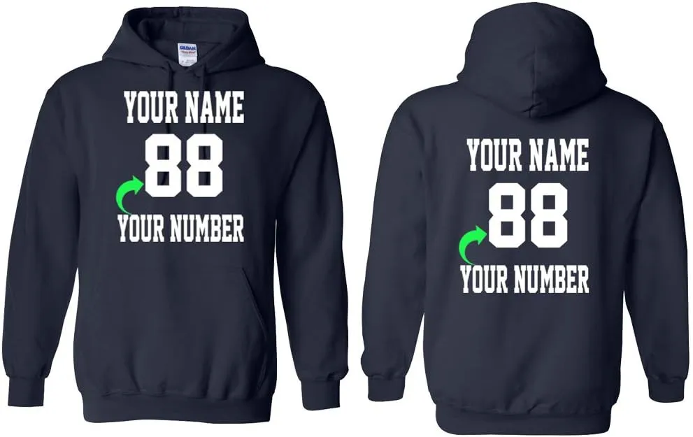Personalized Hoodie with Custom Name and Number Unique Stylish Team Sports Gift