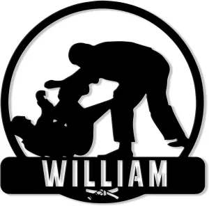 Personalized Jiu Jitsu Metal Sign, Brazil Jiu Jitsu. Hanging Sign Outdoor Porch Welcome, Custom Name Wall Fence Yard Patio Home Office Decor Gift for Boy, Men, Son, Birthday Gift by OhaPrints