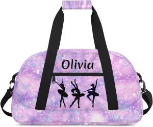 Personalized Kids Duffle Bag Dance Bag for Girls, Custom Sport Gym Bag with Name, Fit School Practice, or Overnight Weekender Travel Glitter Tie Dye