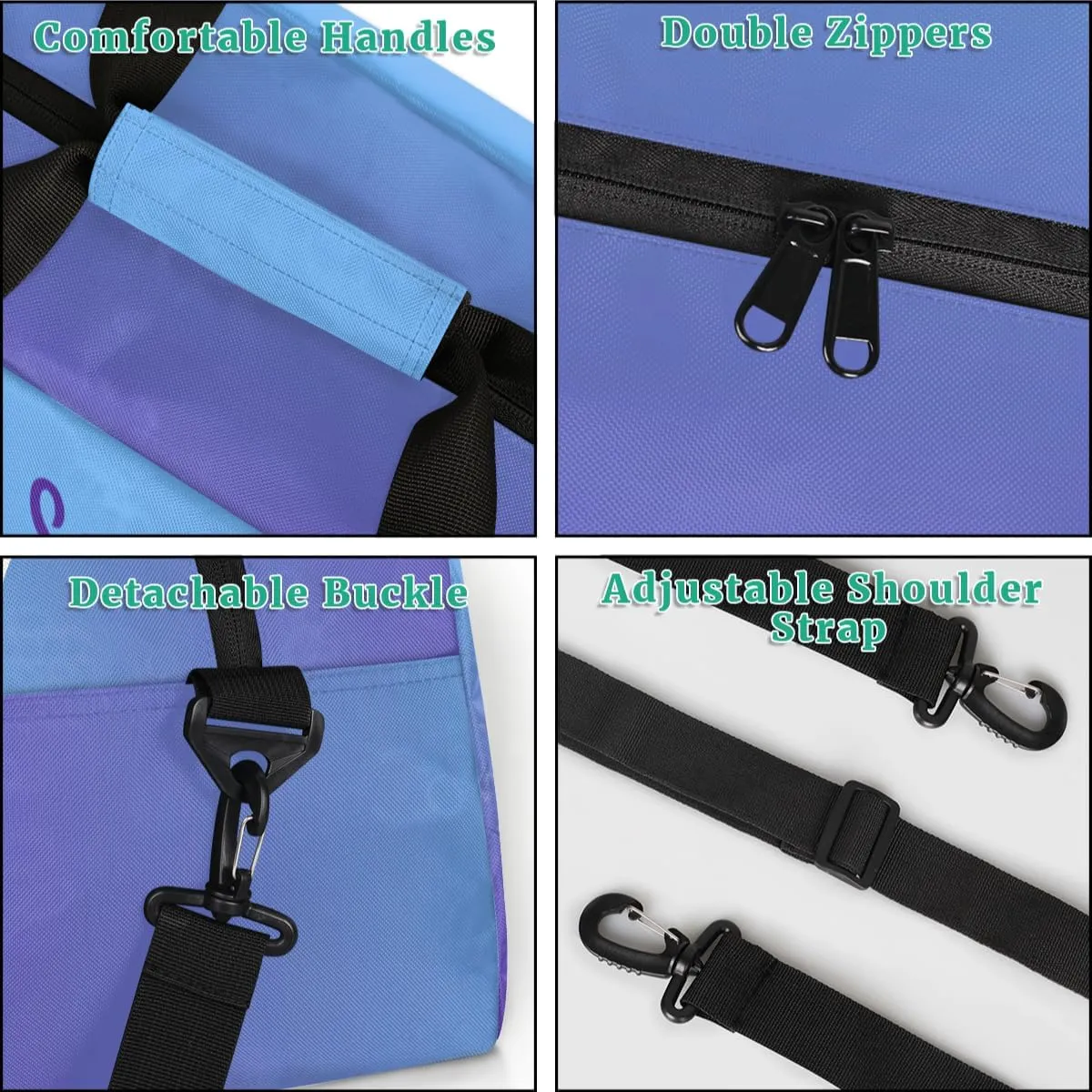 Personalized Kids Gym Bag for Girls Custom Name Sports Duffel Bag Weekender Overnight Travel Bags Purple Badminton Gifts