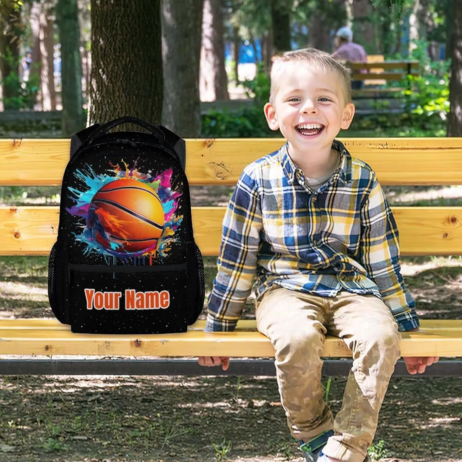 Personalized Kids School Backpack for Boys Girls, Basketball Backpack for School Primary, 17 Inch Custom Sport Backpack with Adjustable Straps, Durable, Lightweight, Large Capacity