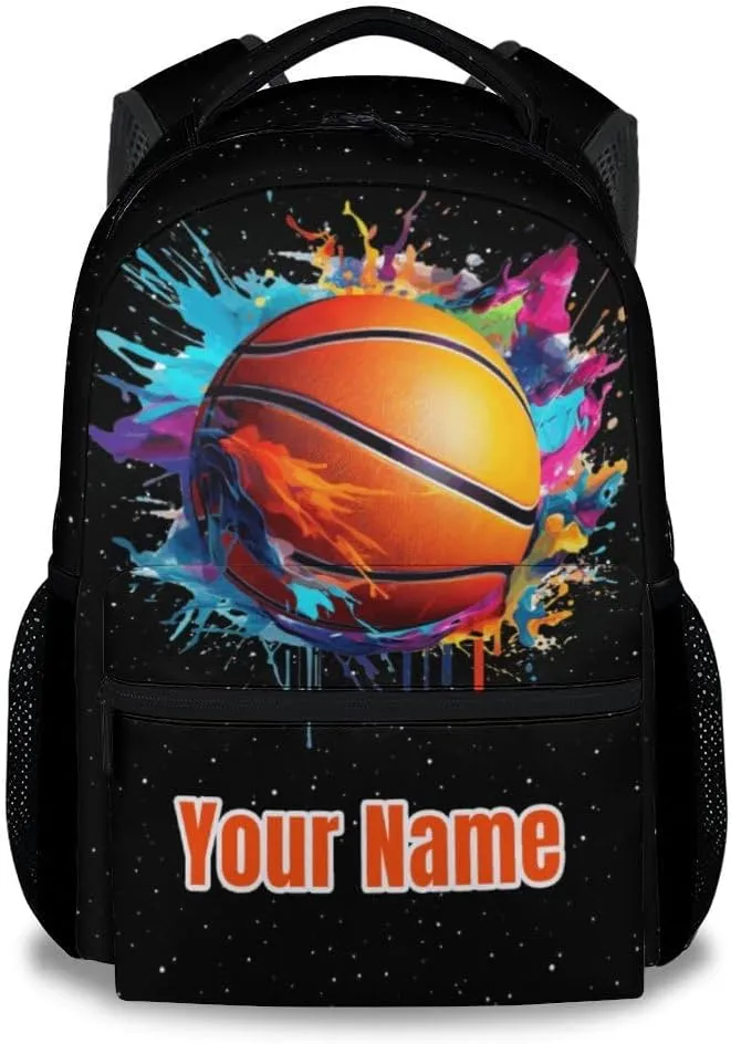 Personalized Kids School Backpack for Boys Girls, Basketball Backpack for School Primary, 17 Inch Custom Sport Backpack with Adjustable Straps, Durable, Lightweight, Large Capacity