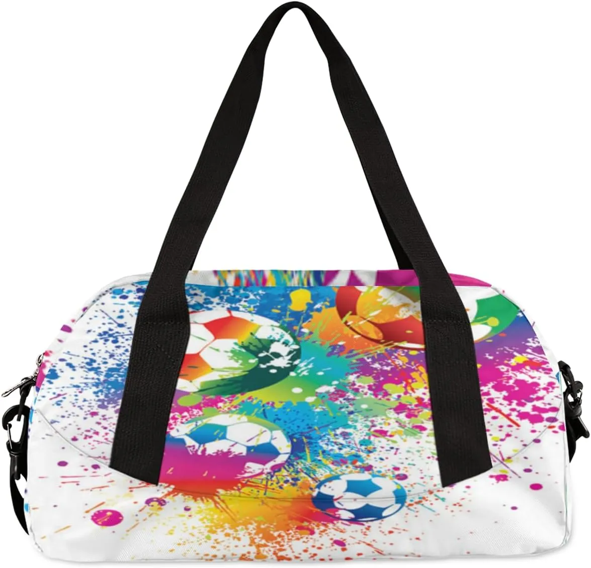 Personalized Kids Sport Duffel Bag Custom Name Weekender Overnight Bags for Boys Girls Teens Watercolor Soccer Gym Bag Carry On Workout Travel Bag