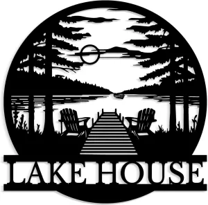 Personalized Lake House Metal Sign, Custom Lake House Name Sign, Camping Metal sign, Front Porch Decor, Forest Lake Sign, Lake House Decorr, Cabin Sign, Villa signage, Fire Pit Sign (Style-6)