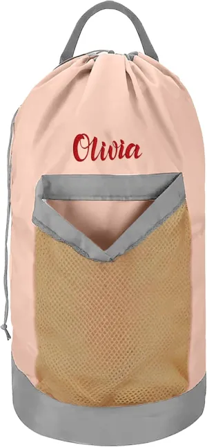 Personalized Laundry Bag Heavy Duty Custom Graduation University XL Bag Backpack with Hanging Shoulder Strap & Mesh Pocket - Back to School College Graduation Gift - Choose Your Font & Thread Color