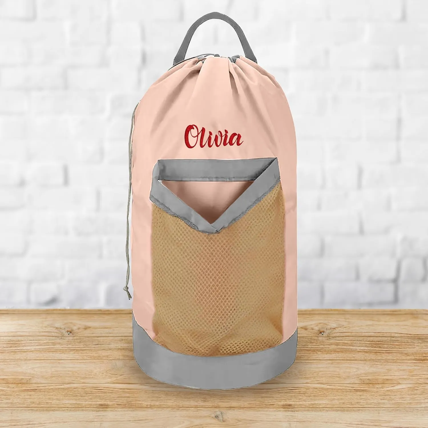 Personalized Laundry Bag Heavy Duty Custom Graduation University XL Bag Backpack with Hanging Shoulder Strap & Mesh Pocket - Back to School College Graduation Gift - Choose Your Font & Thread Color