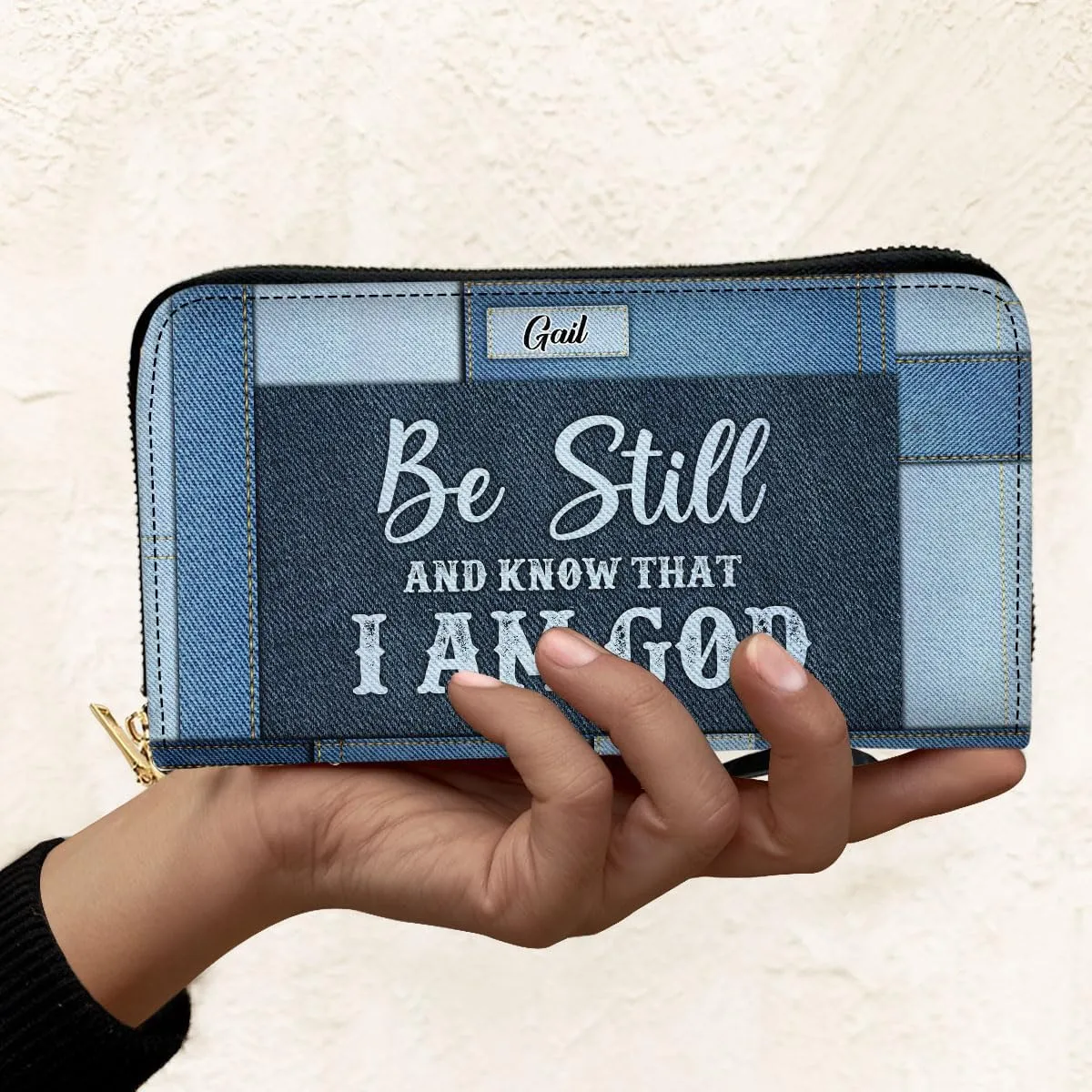 Personalized Leather Bible Clutch Wristlet Wallet for Women – Custom Name Christian Gifts, Ideal Religious Purse for Church, Mother’s Day Gift (Be Still I Am God)