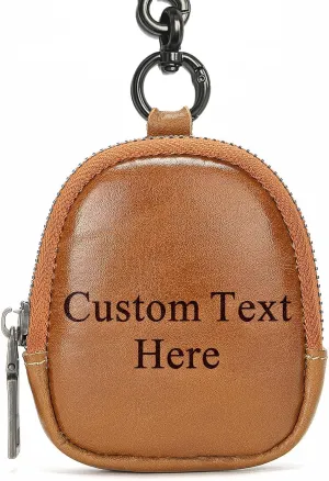 Personalized Leather Coin Pouch with Zipper,Engraved Coin Pouch Mini Coin Purse,Custom Wallet Small Coin Purse Earphone Case,Personalized Coin Purse