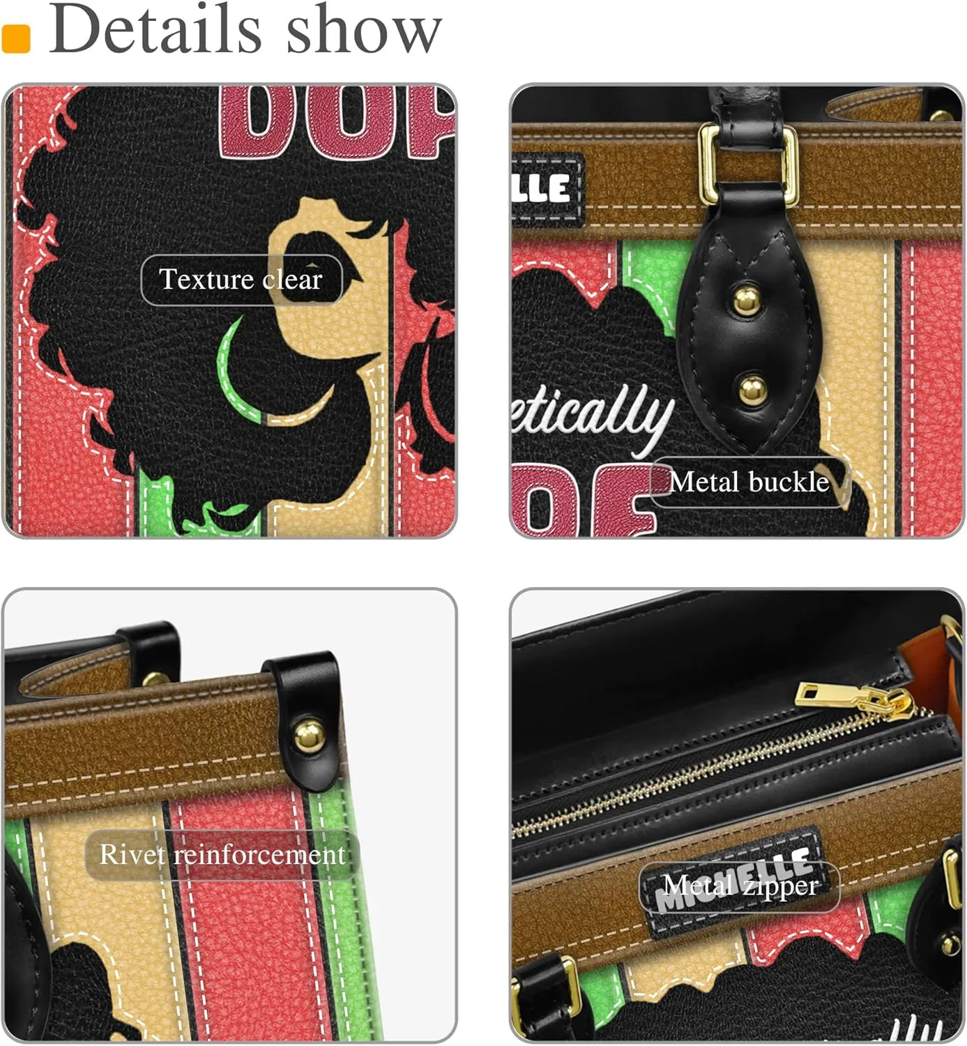 Personalized Leather Handbag For Black African Women – Matching Purse and Wallet Set – Mother's Day Gifts for Melanin Woman
