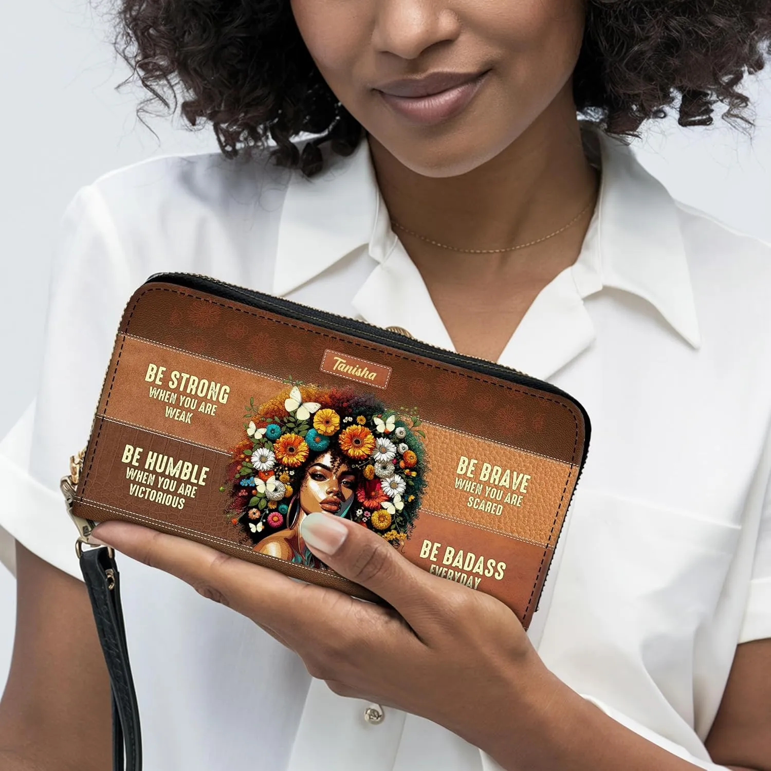 Personalized Leather Handbag For Black African Women – Matching Purse and Wallet Set – Mother's Day Gifts for Melanin Woman